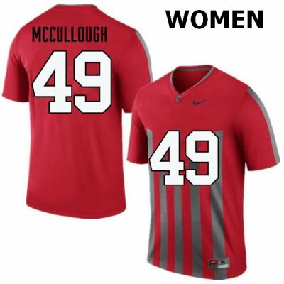 NCAA Ohio State Buckeyes Women's #49 Liam McCullough Throwback Nike Football College Jersey ZZQ7545BD